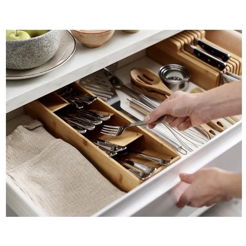 Joseph Joseph Bamboo Cutlery Drawer Organizer Set 5 & 8 Compartments